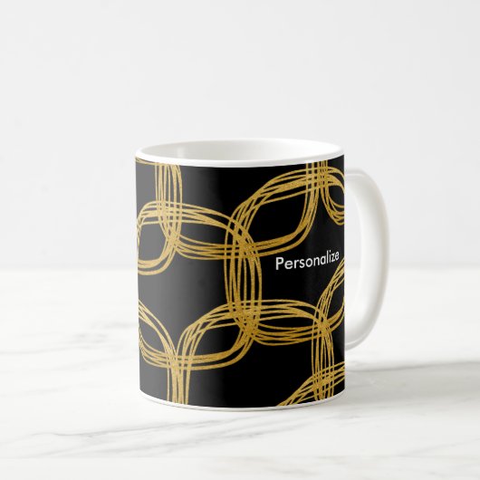 Goldene Foil Scribble Circle Moderner Kaffee Tasse (VorderseiteRechts)