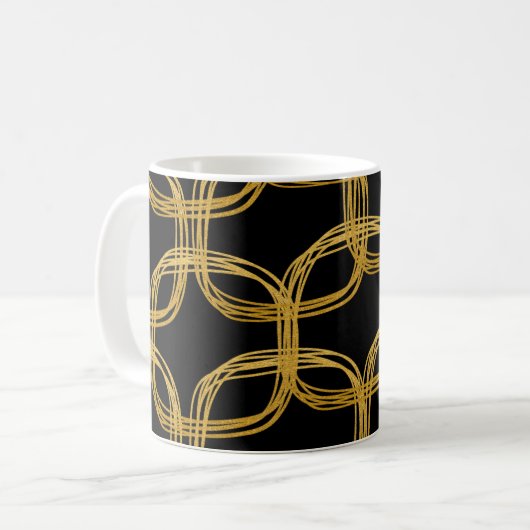 Goldene Foil Scribble Circle Moderner Kaffee Tasse (Vorderseite Links)