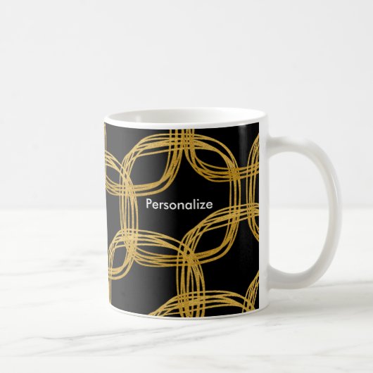 Goldene Foil Scribble Circle Moderner Kaffee Tasse (Rechts)