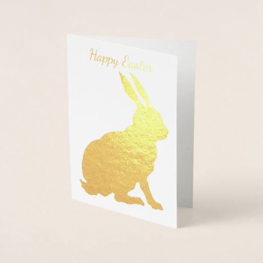 Goldene Foil Sitzende glückliche Ostersonnenkaninc Folienkarte (Vorderseite)