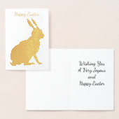 Goldene Foil Sitzende glückliche Ostersonnenkaninc Folienkarte (Anzeige)