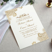 Goldene Foil-Spitze Verzierte islamisch-weiße Hoch Einladung