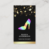 Goldene Foil Stars Confetti Rainbow High Heels Visitenkarte (Vorderseite)