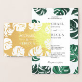Goldene Foil Tropical Monstera Hochzeit Einladung (Anzeige)