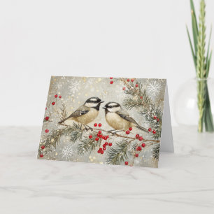 Goldene Foil und Glitzer Chickadee mit Schnee Karte