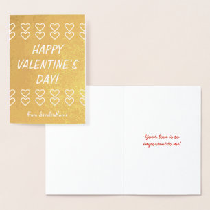 Goldene Foil Valentine-Tageskarte Folienkarte