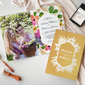Goldene Foil Vibranding Wasserfarbenflora Hochzeit Folienkarte