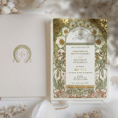 Goldene Foil Vintage Hochzeit Einladung Jugendstil