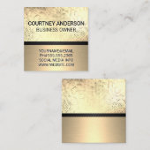 Goldene Folge | Tiling Mesh | Gold Metallic Quadratische Visitenkarte (Vorne/Hinten)