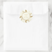 Goldene Foliage | Elegant Gold Ivory White Wedding Runder Aufkleber (Tasche)