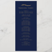 Goldene Foliage | Elegante Blue Gold Wedding Programm (Rückseite)