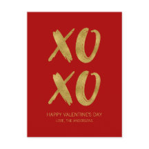 Goldene Folie XOXO Valentine Postkarte