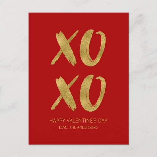 Goldene Folie XOXO Valentine Postkarte (Vorderseite)