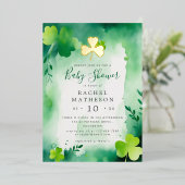 goldene Folien Kleeblatt-Pari-Kinderdusche Feiertagskarte (Stehend vorne)