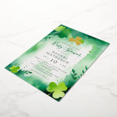 goldene Folien Kleeblatt-Pari-Kinderdusche Feiertagskarte (Gedreht)