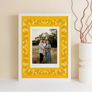 Goldene Folk Art Blumenrahmen mit benutzerdefinier Poster