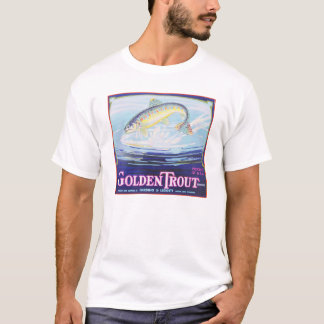 Goldene Forelle-Marken-Vintager Aufkleber T-Shirt