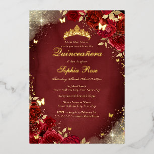 Goldene Forelle Royal Red Butterfly Floral Quincea Folieneinladung
