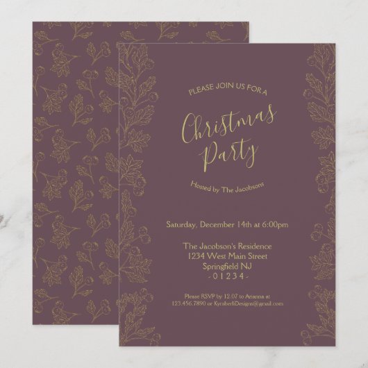 Goldene Forelle Winter Berries Einladung (Vorne/Hinten)