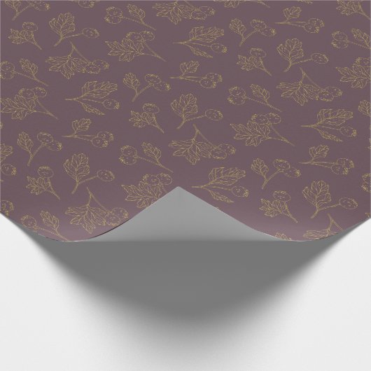 Goldene Forelle Winter Berries Geschenkpapier (Ecke)