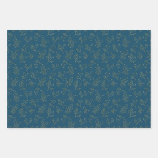 Goldene Forelle Winter Berries Geschenkpapier Set (Vorderseite 2)