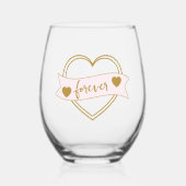 Goldene Forever Hearts Brautparty Weinglas Ohne Stiel (Vorderseite)