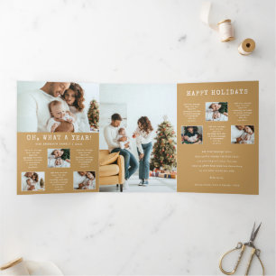 Goldene Foto-Feiertags-Trifold-Karte Dreifach Gefaltete Einladung