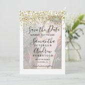 Goldene Foto-Hochzeit in Chic Save the Date (Stehend Vorderseite)