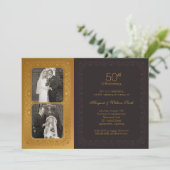 Goldene Fotos 50. Hochzeit Jubiläum Party Einladung (Stehend Vorderseite)