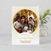 Goldene Fotos Weihnachten Folien Feiertagskarte (Stehend vorne)