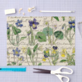 Goldene französische Schreibschrift Viola Blumen V Seidenpapier (Handwerk)