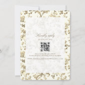 Goldene französische Toile Monogramm QR-Code-Hochz Einladung (Rückseite)