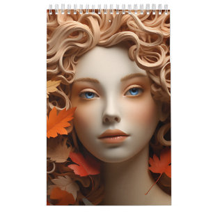 Goldene Frau Herbst Frauen Orange Braun Beige Gold Kalender