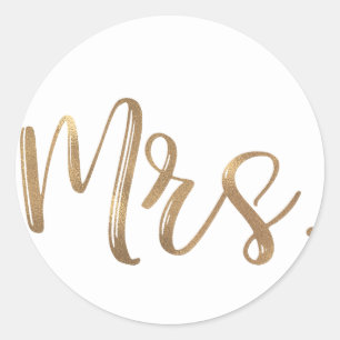 Goldene FRAU. Typografie Hochzeit Brautparty Braut Runder Aufkleber