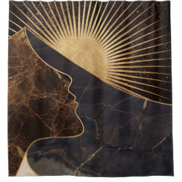 Goldene Frauentäuschung mit Sonne und Marmortextur Duschvorhang