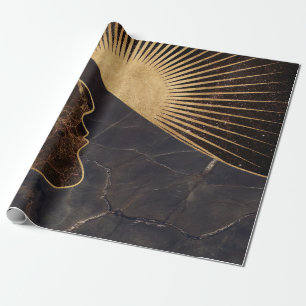 Goldene Frauentäuschung mit Sonne und Marmortextur Geschenkpapier