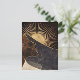 Goldene Frauentäuschung mit Sonne und Marmortextur Postkarte