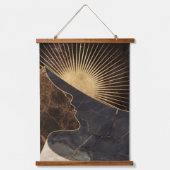 Goldene Frauentäuschung mit Sonne und Marmortextur Wandteppich Mit Holzrahmen (Vorderseite)