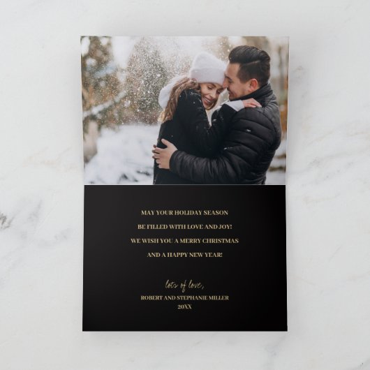 Goldene Freude am Schwarz-Weiß-Foto Karte (Innenseite)