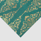 Goldene Friedhöfe und Filigreen auf grüner Dekoupa Seidenpapier (Detail)