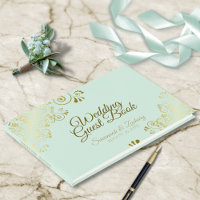 Goldene Frills auf Neo Mint Green Elegant Wedding