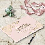 Goldene Frills auf Rosa Rosa Hochzeit Gästebuch<br><div class="desc">Dieses elegante Gästebuch dient als besonderes Meilenstein für Ihren Hochzeitstag. Es zeichnet sich durch einen hellrot-rosa Hintergrund aus,  mit frilly und verzierten Imitaten,  die eine filigrane Goldfolie und schicke Schriftzeichen prägen.</div>
