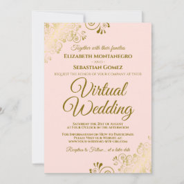 Goldene Frills in Rosa Elegant Virtual Wedding Einladung