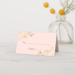 Goldene Frills in Rosa Rosa Elegant Wedding Write- Platzkarte