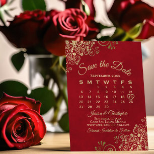 Goldene Frische im Roten Hochzeitskalender Save The Date