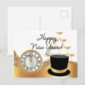 Goldene Frohe Neujahr Postkarte (Vorne/Hinten)