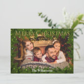 Goldene frohe Weihnachten im Pine-Foto (Stehend Vorderseite)