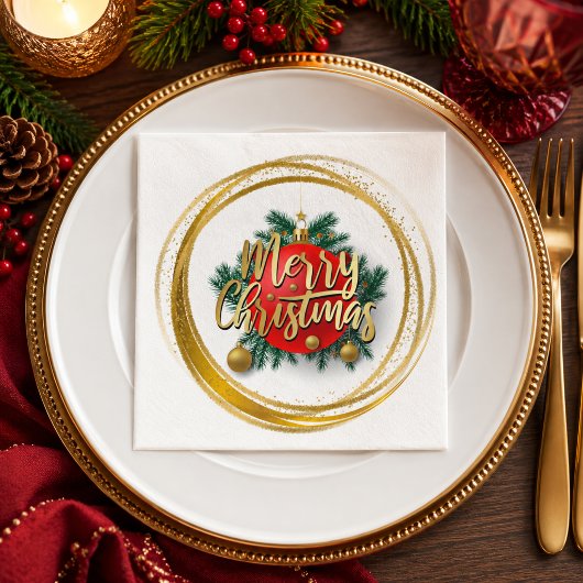 Goldene Frohe Weihnachten Papier Serviette