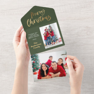goldene frohe Weihnachtssterne Foto Urlaub All In One Einladung