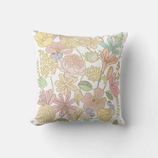 goldene Frühlingsflorchen im Vintagen Stil Pillow Kissen (Vorderseite)